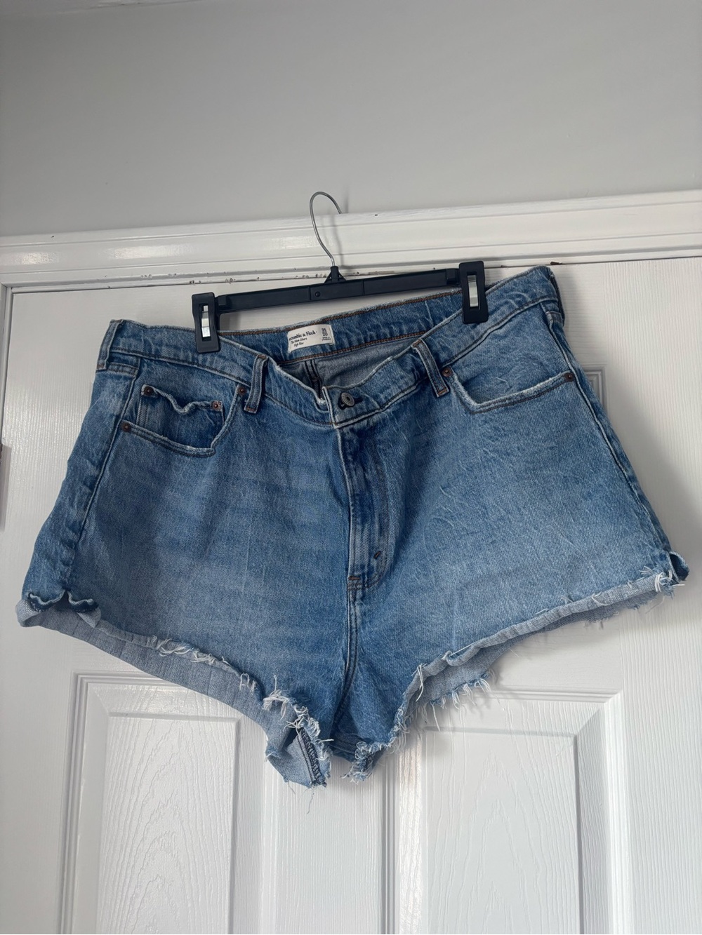 Abercrombie & Fitch Light Blue High-Rise Cutoff Denim Shorts